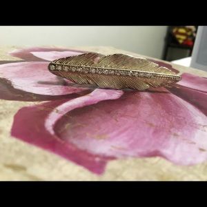 Feather Double Ring with Crystals